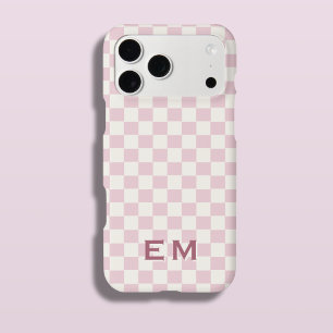 Pink Cream Coastal Checkerboard Checker Initial