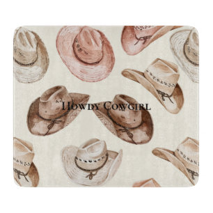 Pink Cream Cowgirl Hats Cutting Board