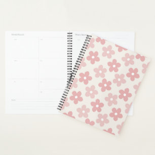 Pink Cream Daisy Flowers Retro Pattern