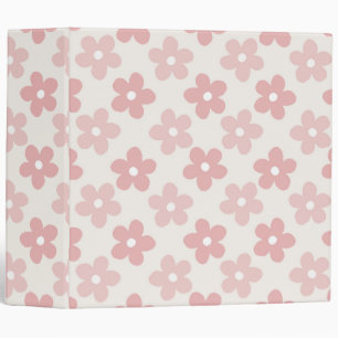 Pink Cream Daisy Flowers Retro Pattern Binder