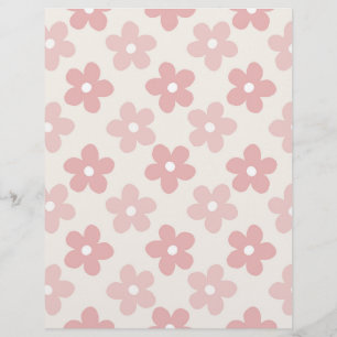 Pink Cream Daisy Flowers Retro Pattern Letterhead
