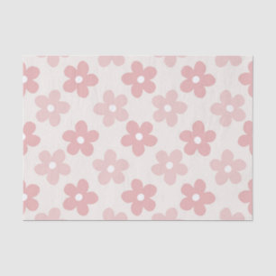 Pink Cream Daisy Flowers Retro Pattern Tissue Paper