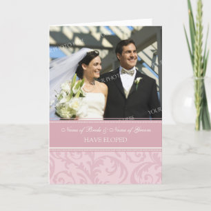 Pink Cream Elopement Photo Announcement Card