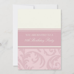 Pink Cream Floral 70th Birthday Party Invitations