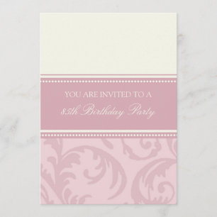Pink Cream Floral 85th Birthday Party Invitations