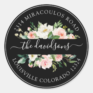 Pink Cream Floral Return Address Envelope Seal