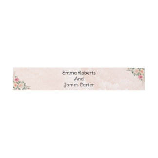 Pink Cream Floral Wedding Invitation Belly Band