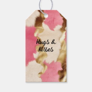 Pink Cream Gold Cowhide Gift Tags
