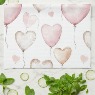 Pink Cream Hearts Kitchen Towel
