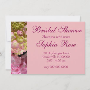 Pink Cream Hydrangeas yellow pink green floral Invitation