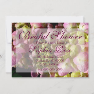 Pink Cream Hydrangeas yellow pink green floral Invitation