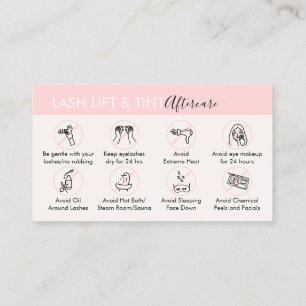 Pink Cream Lash Lift and Tint Aftercare Post Business Card