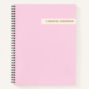 Pink Cream Personalized Name Back to School Study Notebook