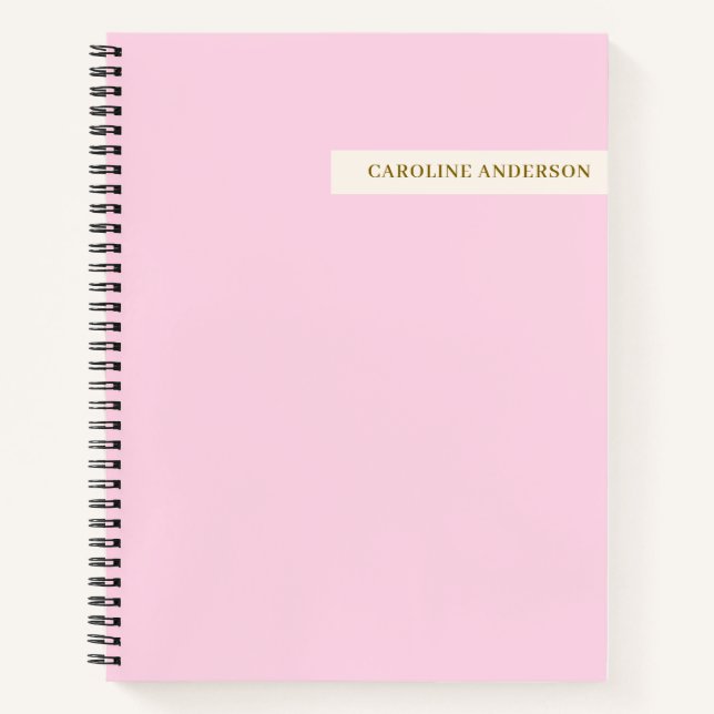 Pink Cream Personalized Name Back to School Study Notebook (Front)