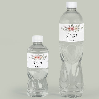 Pink Cream Roses Graphic Floral Design  Water Water Bottle Label
