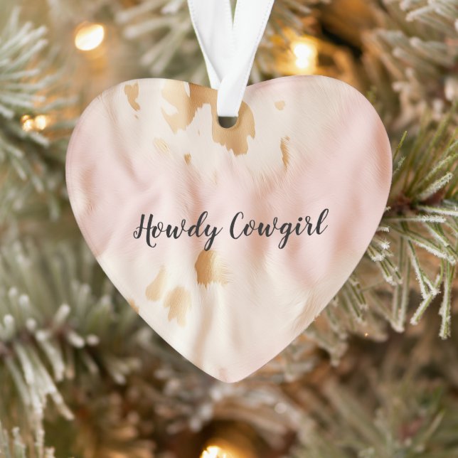Pink Cream Southwest Cowgirl Cowhide Ornament (Tree)