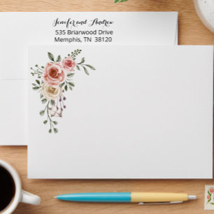 Pink Cream Vintage Roses Wedding Envelope