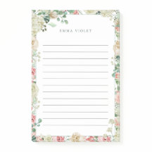 Pink & Cream Vintage Watercolor Floral Name