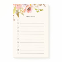 Pink & Cream Watercolor Floral To Do List