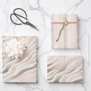 Pink Cream Zebra Animal Gold Sparkle Birthday Wrapping Paper Sheet