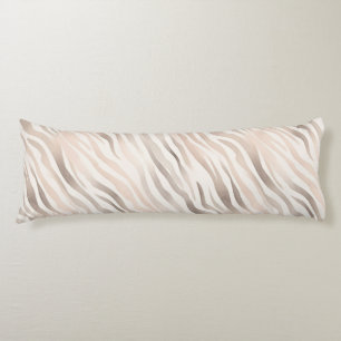 Pink Cream Zebra Animal Print   Body Pillow