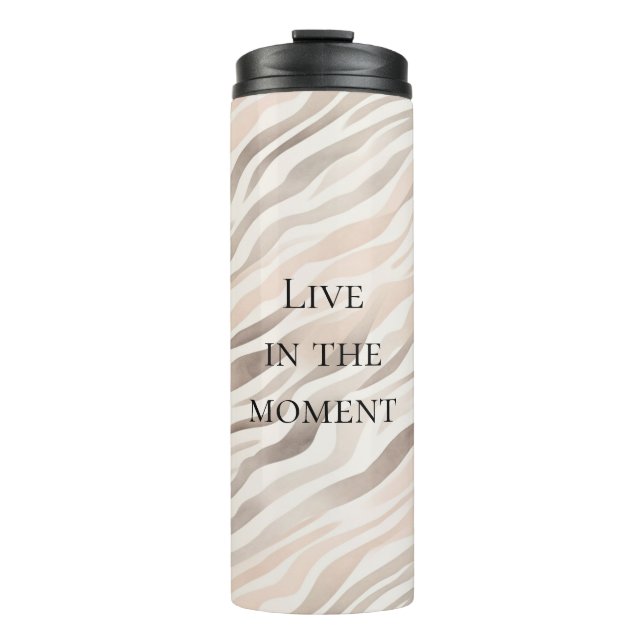 Pink Cream Zebra Animal Print Thermal Tumbler (Front)