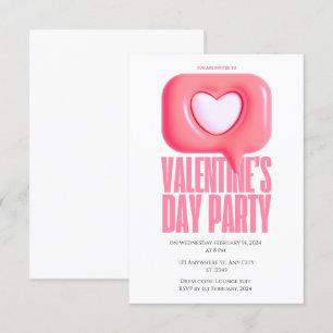 Pink Creative Modern Valentine's Day Party Invitation