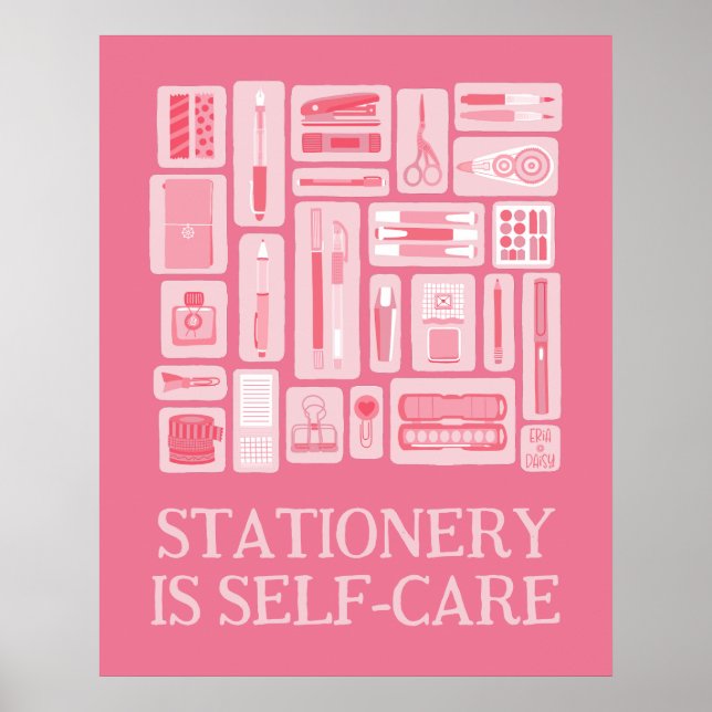 Pink Creative Tools Illustration Self-Care Poster (Front)