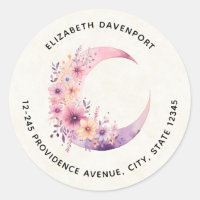Pink Crescent Moon with Pretty Flowers Address