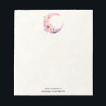 Pink Crescent Moon with Pretty Flowers Notepad<br><div class="desc">A notepad with a lovely illustration featuring a soft pink and purple crescent moon. Pretty pink and yellow wildflowers adorn this celestial body.</div>