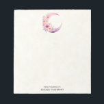Pink Crescent Moon with Pretty Flowers Notepad<br><div class="desc">A notepad with a lovely illustration featuring a soft pink and purple crescent moon. Pretty pink and yellow wildflowers adorn this celestial body.</div>