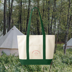 Pink Crest Camp Theme Bachelorette Forest Green Tote Bag