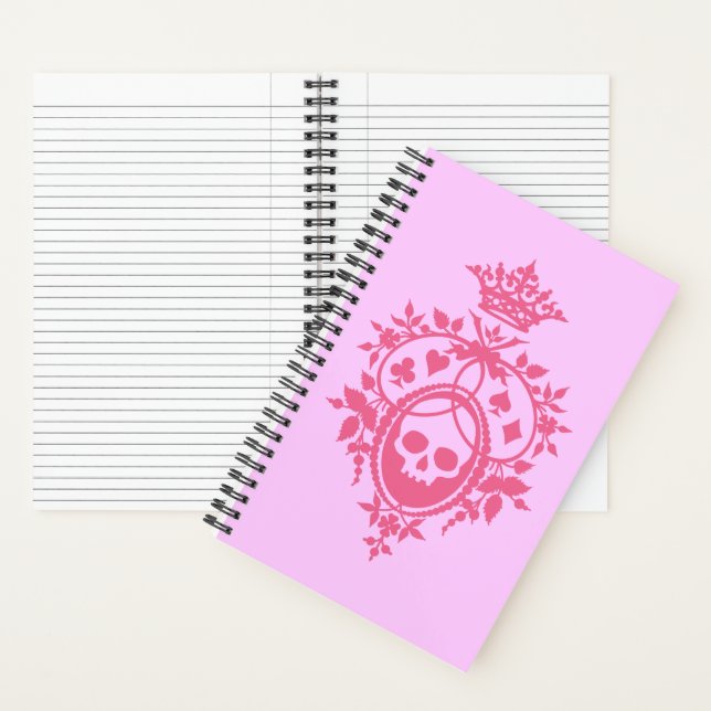 Pink Crest with Skull and Cardsuits Notebook (Inside)