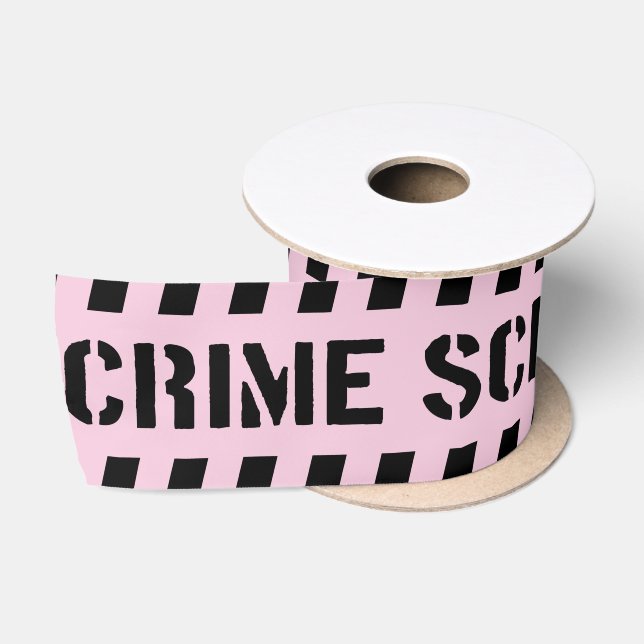 Pink Crime Scene Police Detective Murder Mystery Satin Ribbon (Spool)