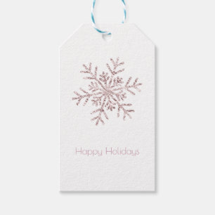 Pink Crinkle Winter Wonderland Snowflake Elegant Gift Tags