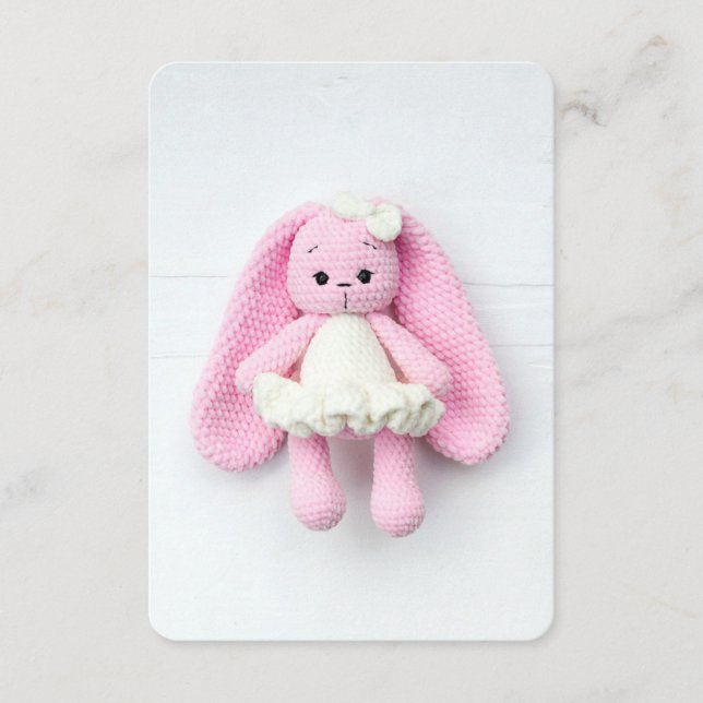 Pink Crochet Bunny – Soft Handmade Aesthetic Enclosure Card (Front)