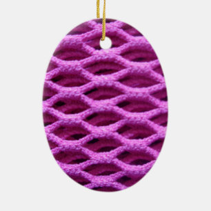 Pink Crochet Look Ceramic Ornament