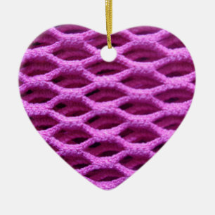 Pink Crochet Look Ceramic Ornament