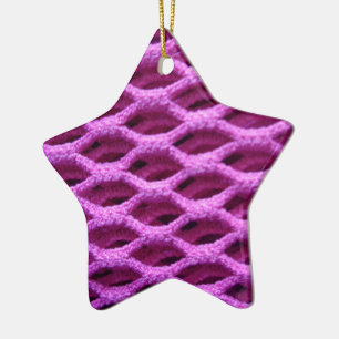 Pink Crochet Look Ceramic Ornament