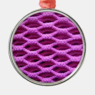 Pink Crochet Look Metal Ornament