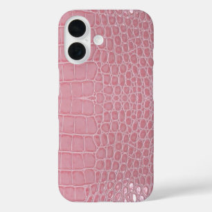 Pink Crocodile Leather Aesthetic iPhone 16 Case