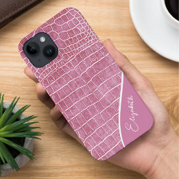 Pink Crocodile Personalized iPhone 14 Case