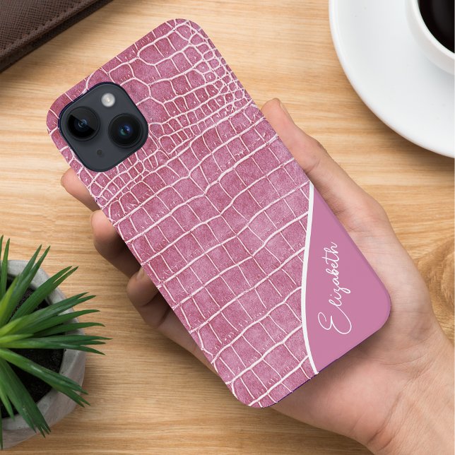 Pink Crocodile Personalized iPhone Case (Creator Uploaded)