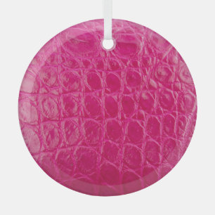 Pink crocodile skin, leather texture glass ornament