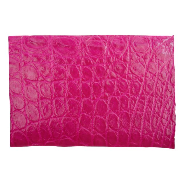 Pink crocodile skin, leather texture pillowcase (Front)