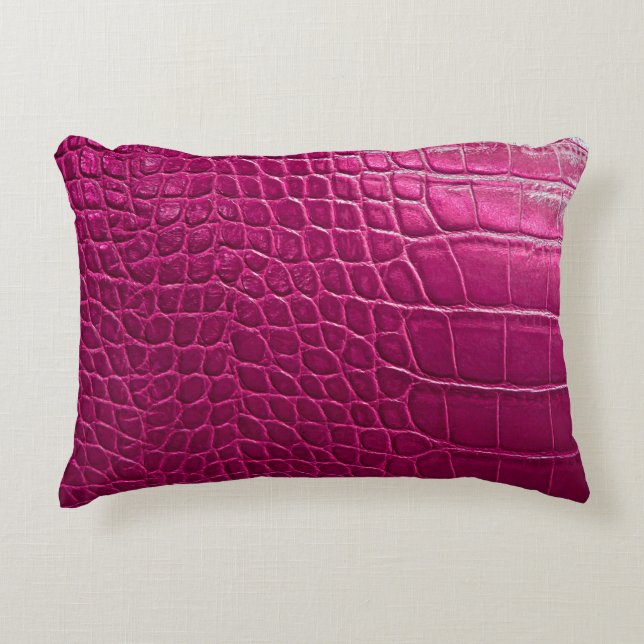 Pink crocodile skin texture accent pillow (Front)