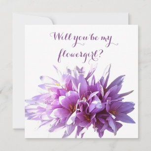 Pink Crocus Flower Will you be my flowergirl card