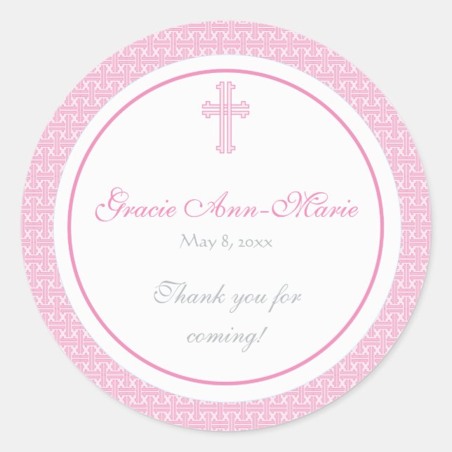 Pink Cross Address Label/Favour Sticker (Front)