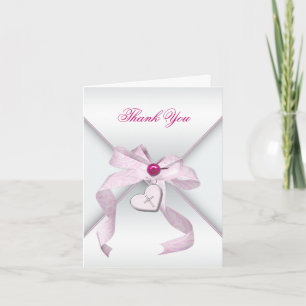 Pink Cross Baptism Christening Thank You