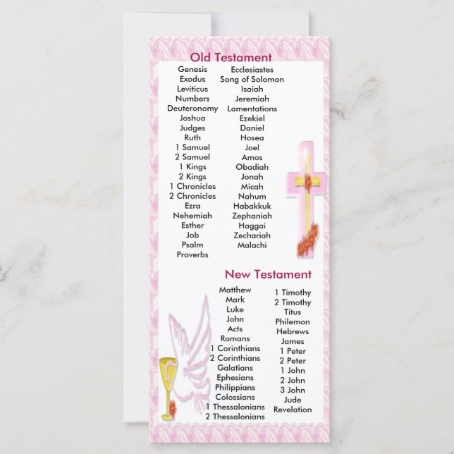 Pink Cross Bible Book mark Bookmark Communion (Front)